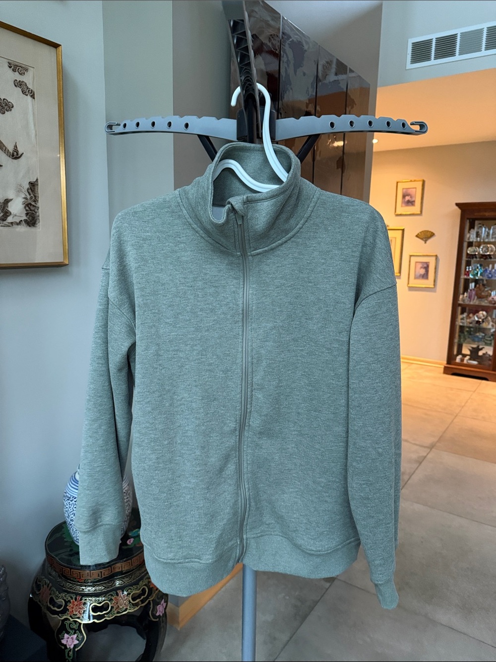 Mondetta Women's Heathered Full-Zip Fleece Jacket- Sage Color - Size Medium - Picture 3 of 9